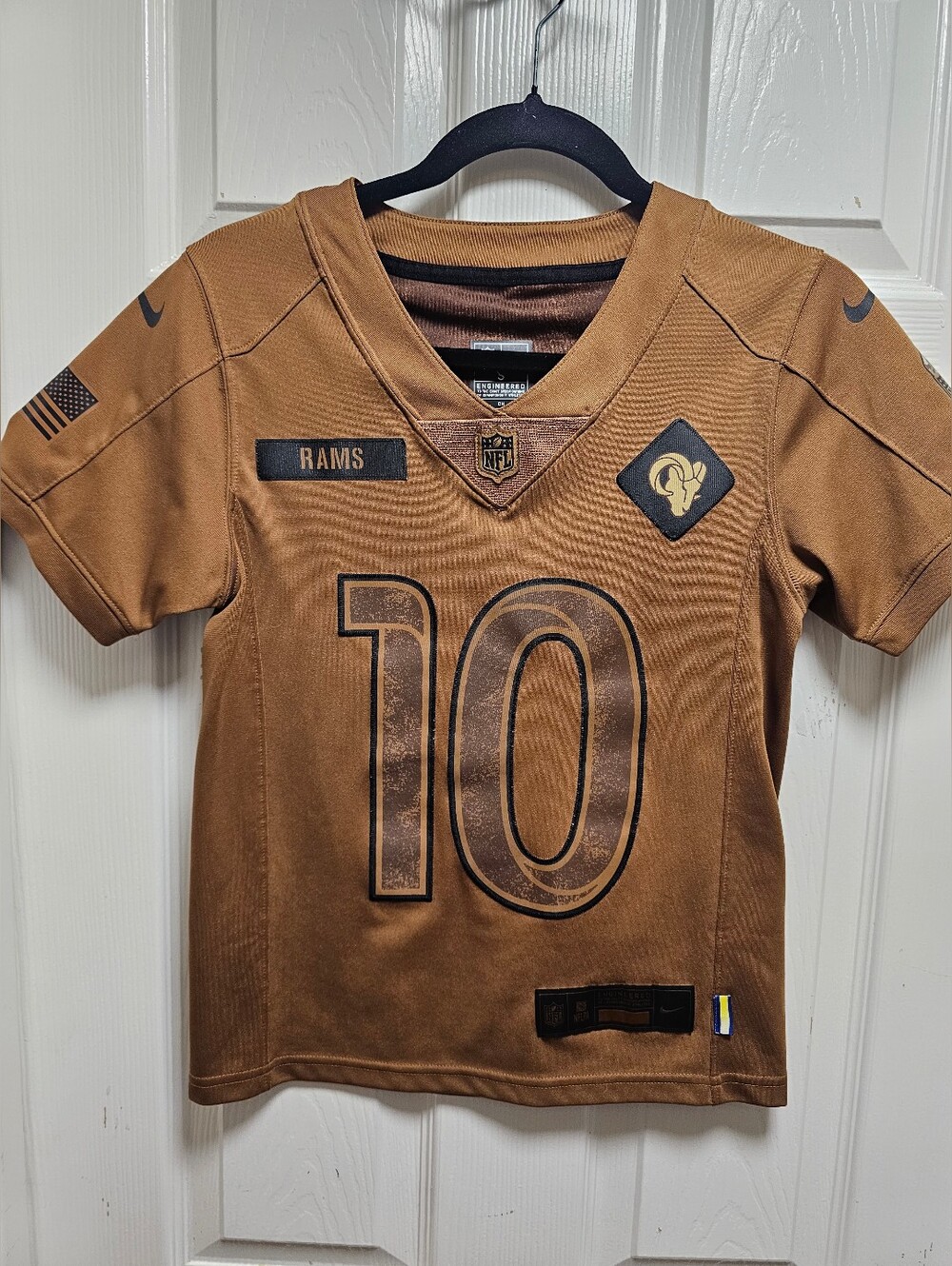 Nike Los Angeles Rams Cooper Kupp 10 Youth Jersey Salute To Service Brown Small